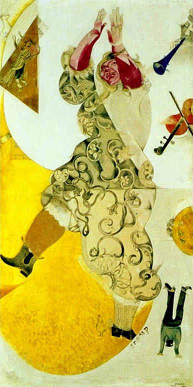 Panneau de danse pour le Théâtre juif de Moscou tempera gouache et kaolin contemporain Marc Chagall Peintures à l'huile